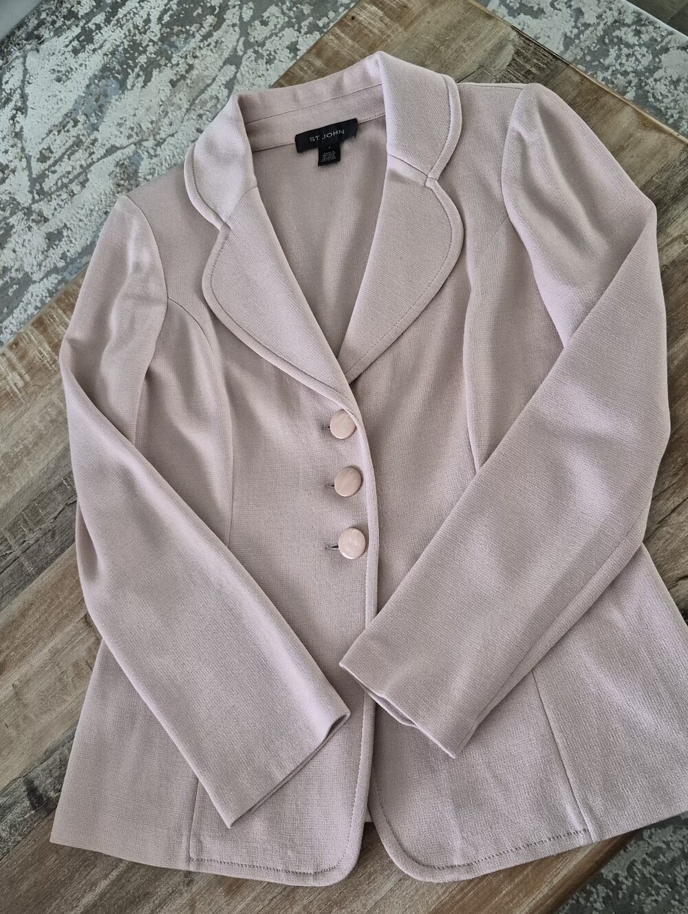 St. John Collection Blush Pink Wool Blend Blazer Jacket Size 8 Tailored - Picture 3 of 10